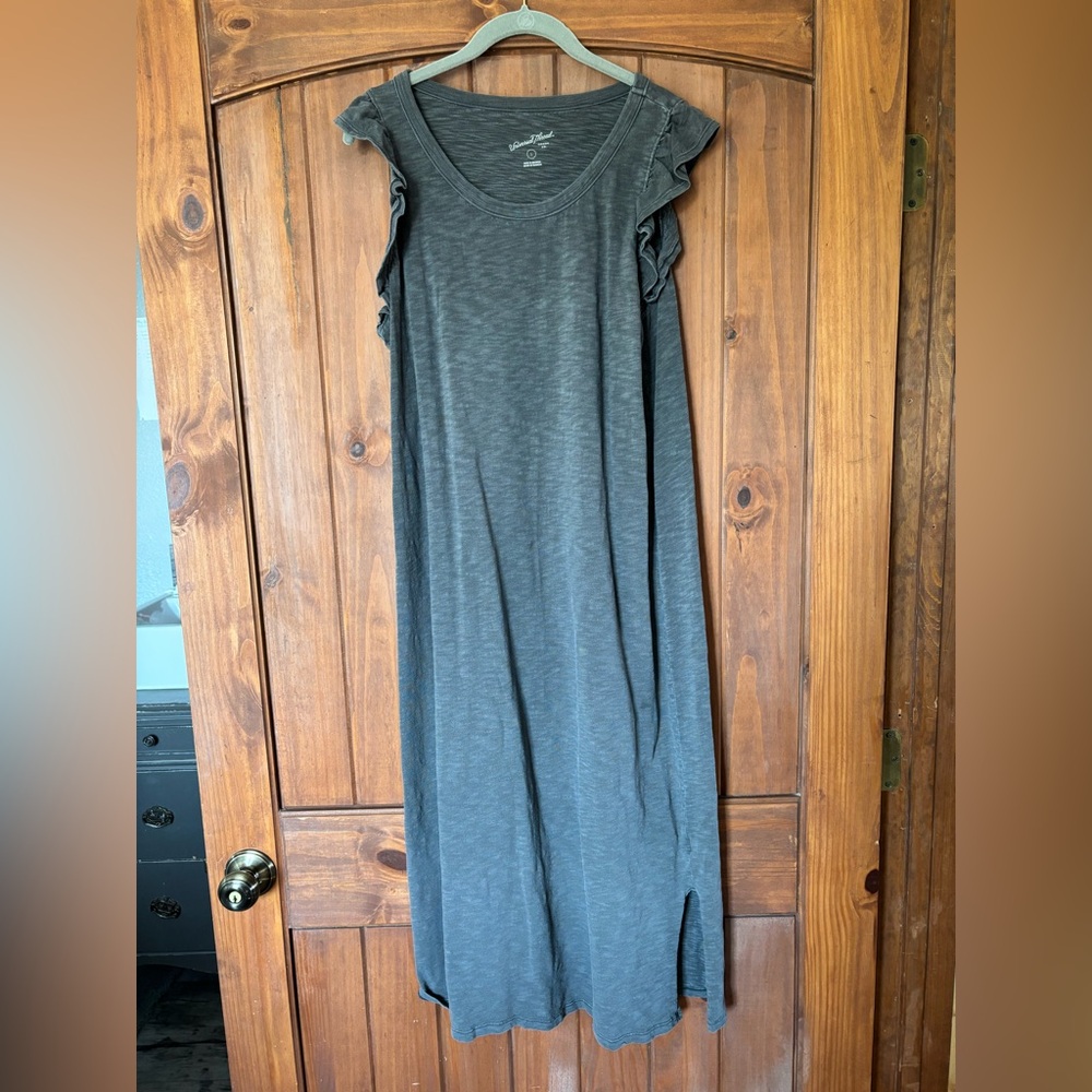 Gray Sleeveless Dress with Ruffle Details